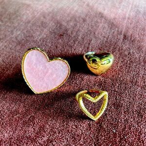 3 Heart Rings Gold & Pink